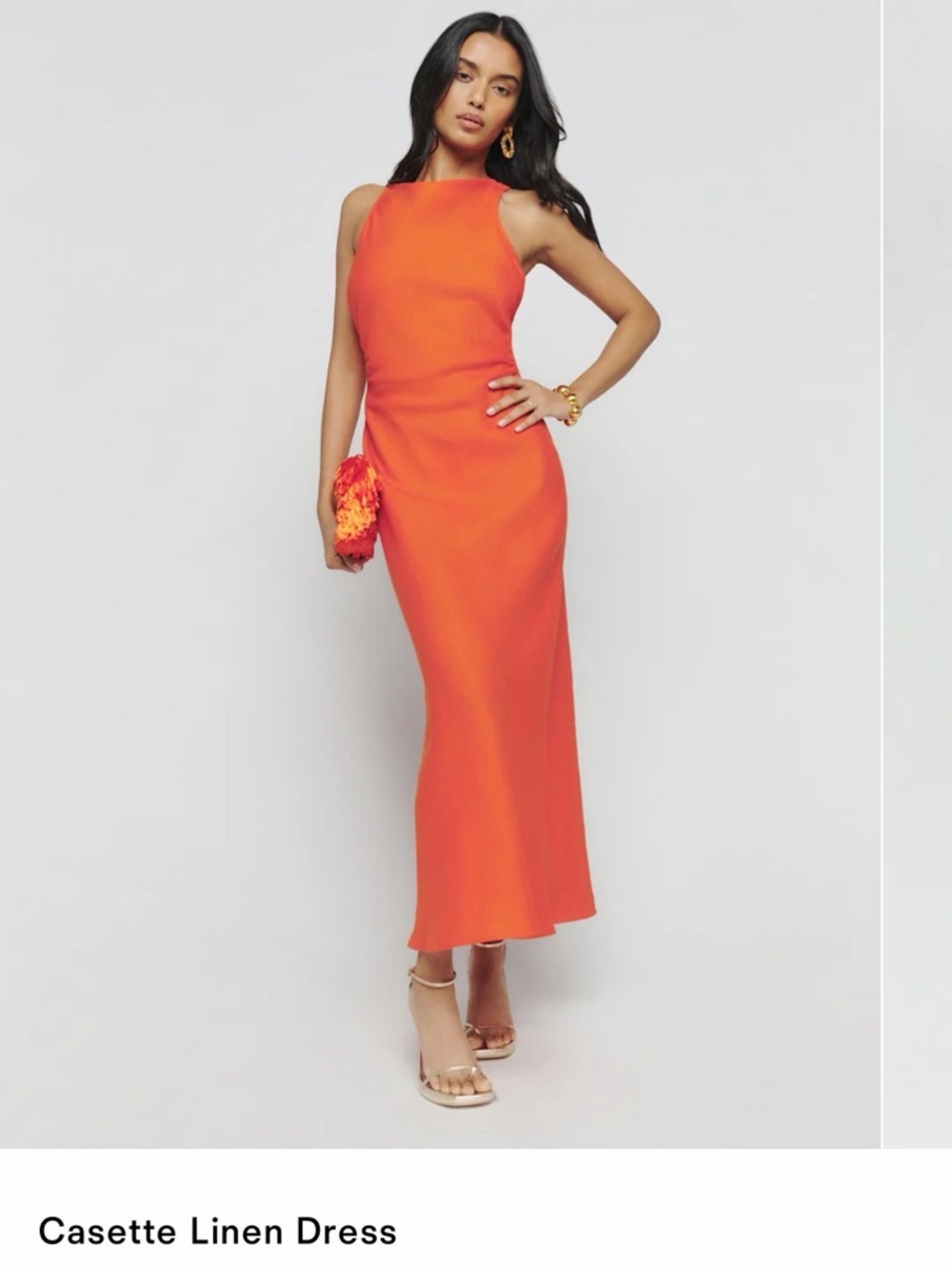 Reformation Cassette Linen Dress - Flame